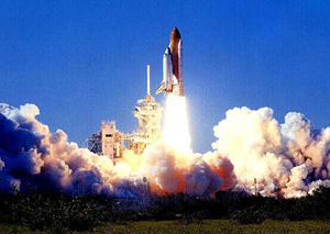 shuttle taking off